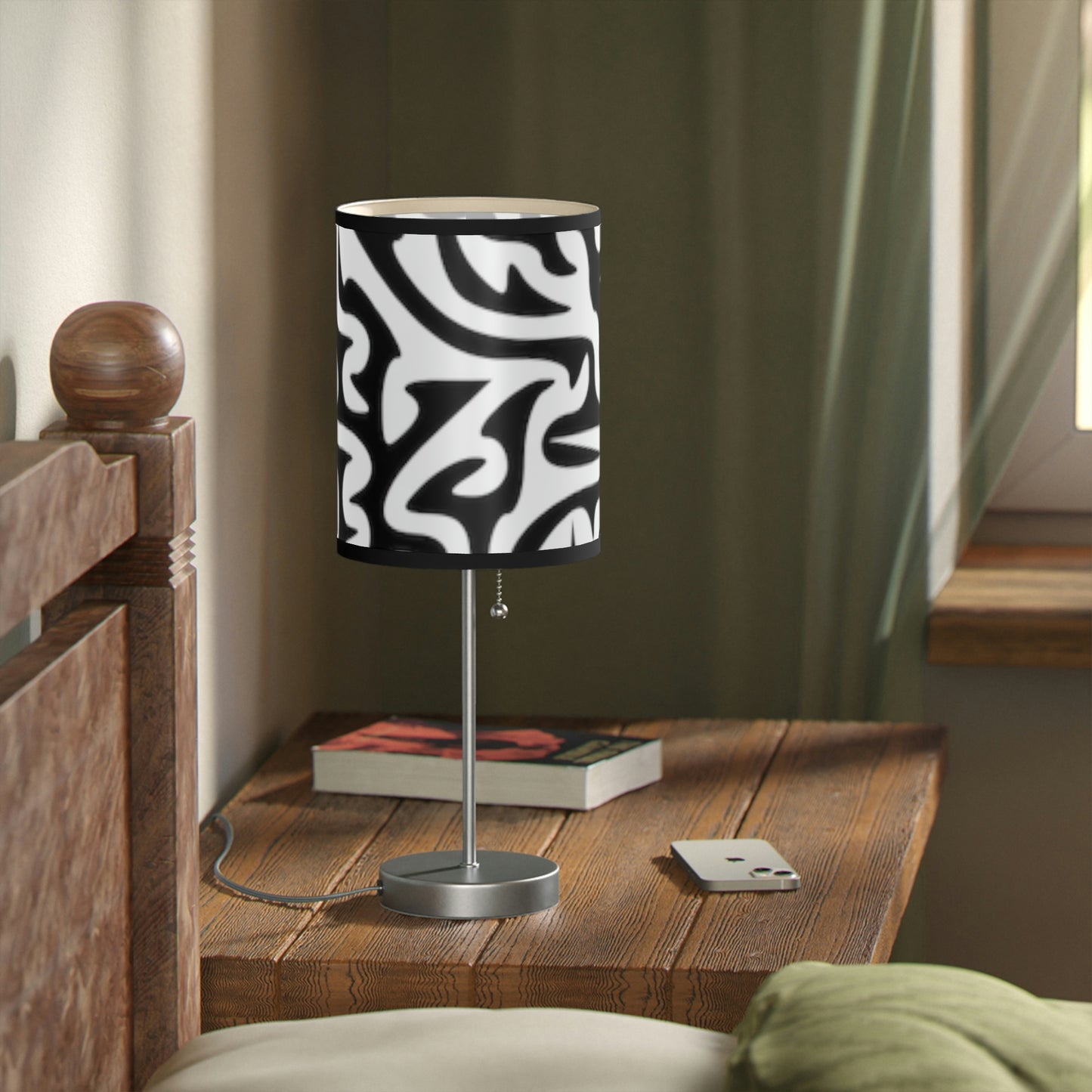 Maze Black White Lamp on a Stand, US|CA plug Bedroom Office Living Room GIFT