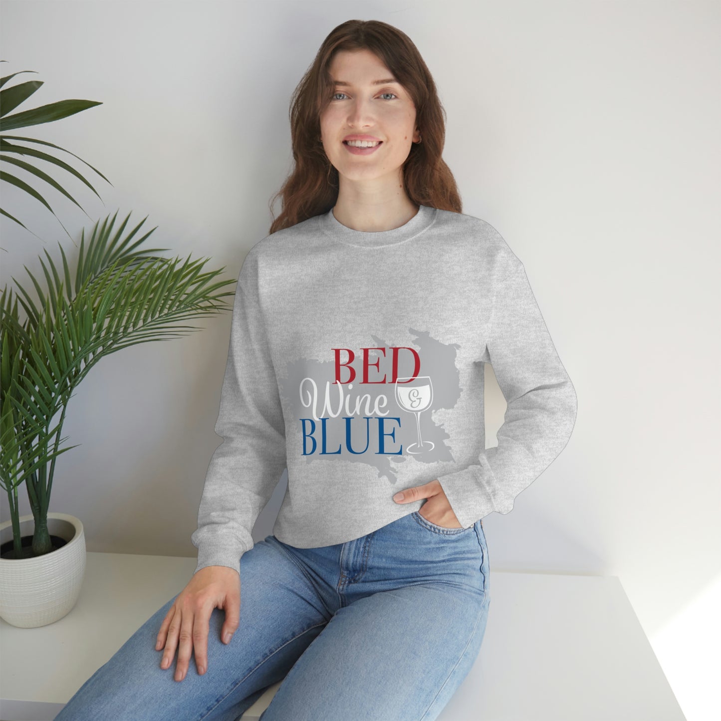 Sweat-shirt ras du cou bleu vin rouge Je vais aller à une fête !