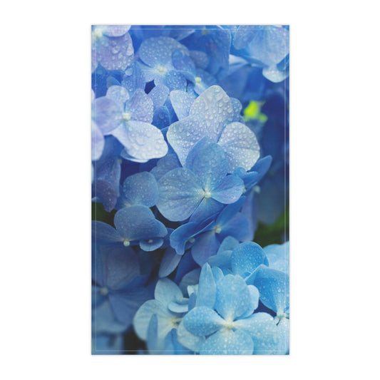 Purple Flowers. Custom Artwork. Unique Whimsical Flare. Vivid Colors. Great to have in the kitchen.  Soft against your skin. Cleaning up spills off counter and floors. Drying your hands and dishes.