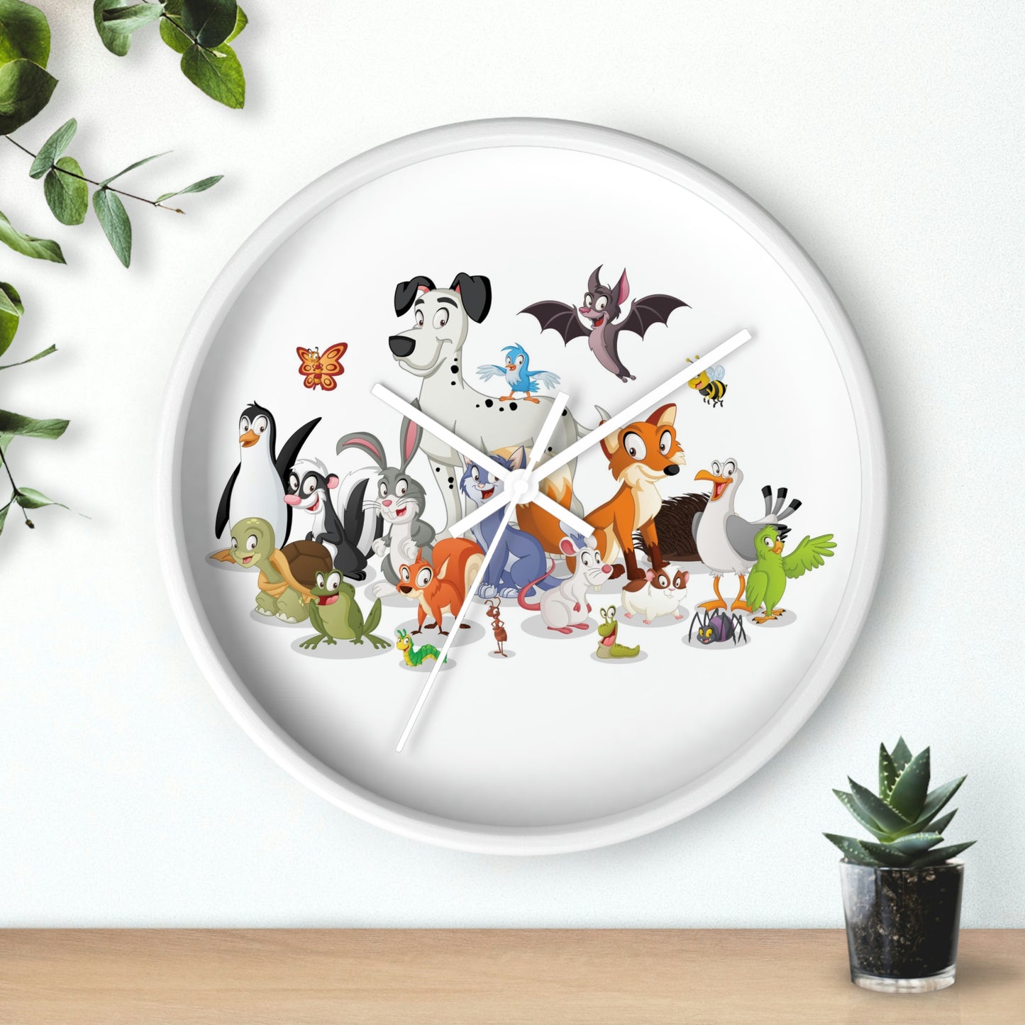 Cartoon Animals Wall Clock Having a Cool Children's Room Great Gift!