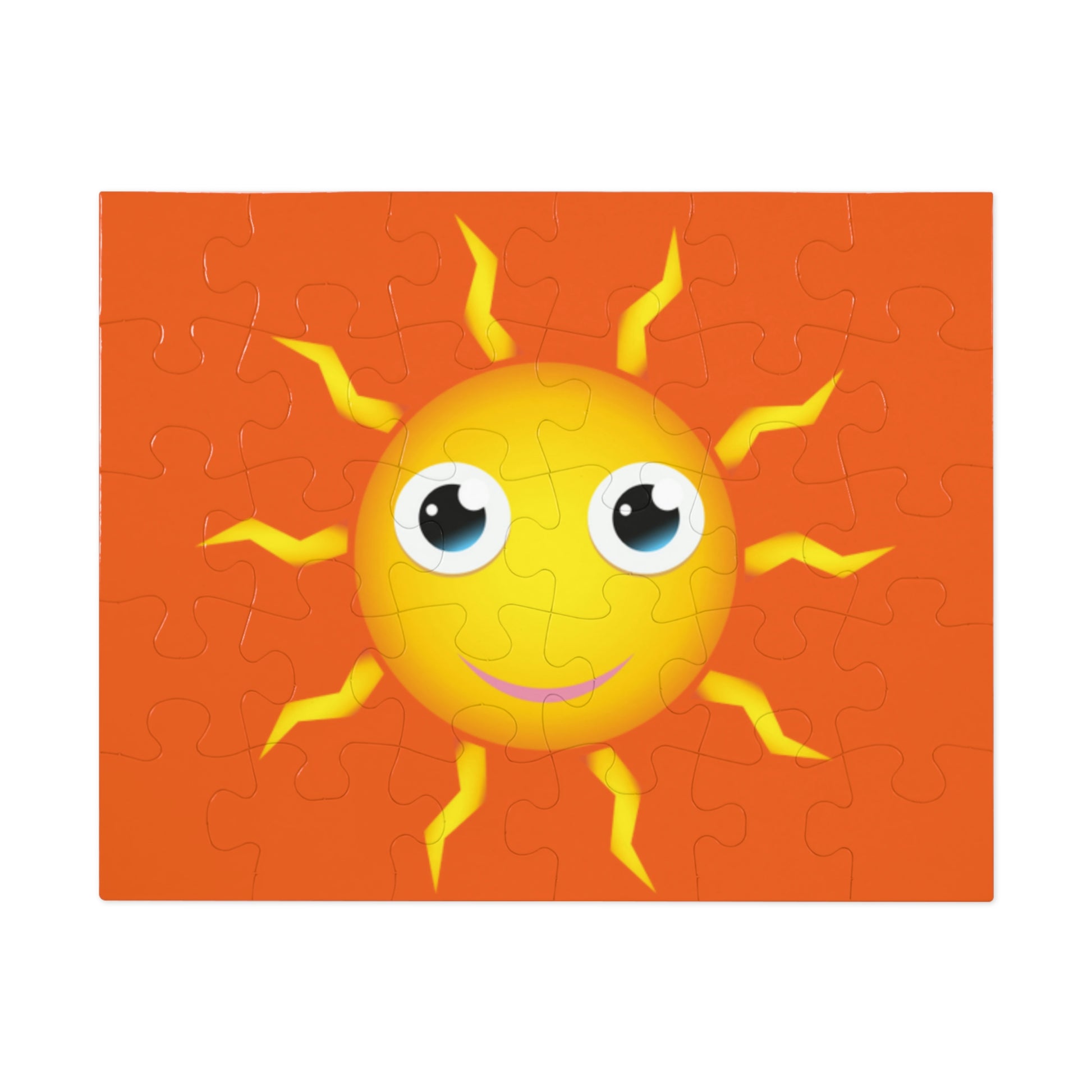 Happy Yellow Sun. Jigsaw Puzzle. Custom Artwork. Unique Whimsical Flare. Vivid Colors. Having Fun day and night. 