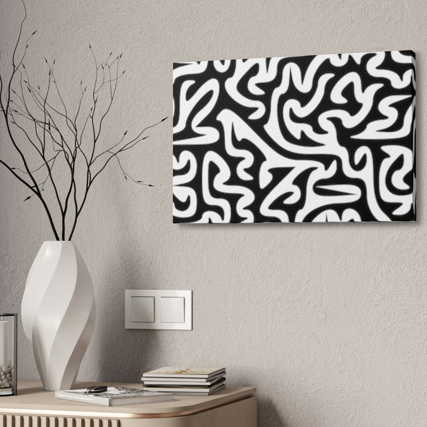 Lienzo Laberinto Blanco y Negro Estirado, 1.5'' ¡Amo Mis Paredes!