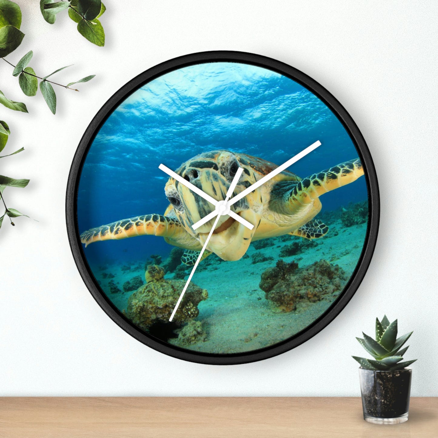 Turtle in Ocean Wall Clock The Colors are Amazing! Great Gift!