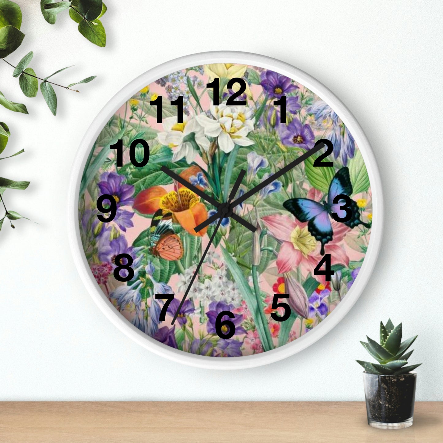 Horloge murale de jardin de fleurs de papillons Maman veut cette horloge !